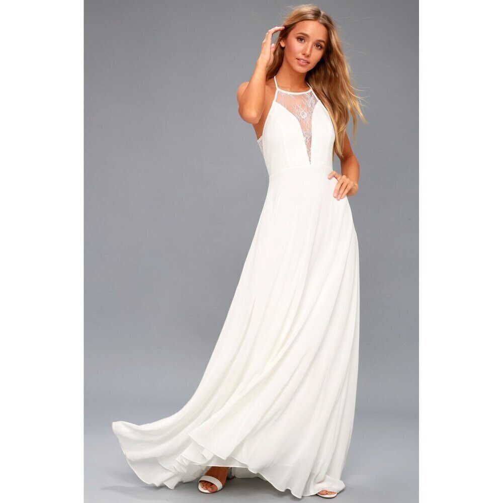 Lulu's Women's Adella Lace Sleeveless Maxi Dress.- Small